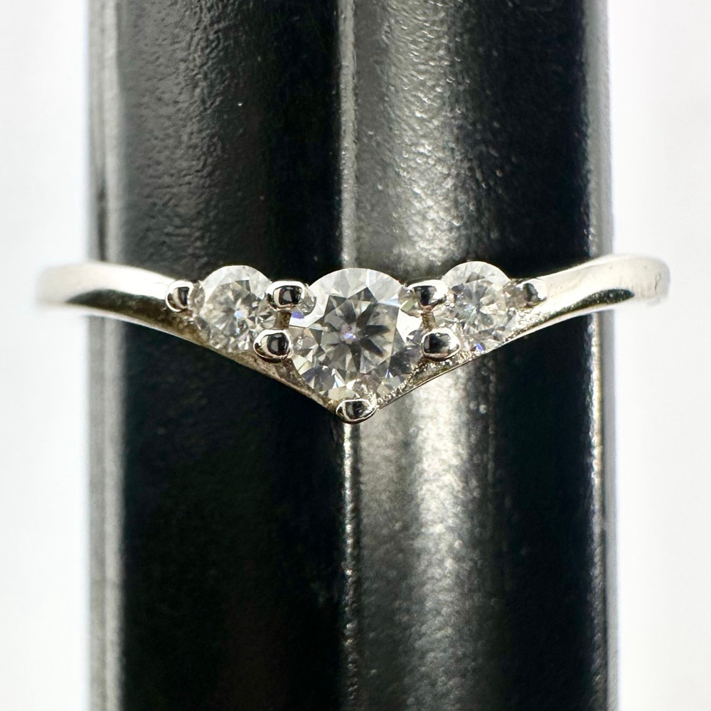 Moissanite Wedding Band Three Stone Anniversary Ring Guard Round Gra Certified